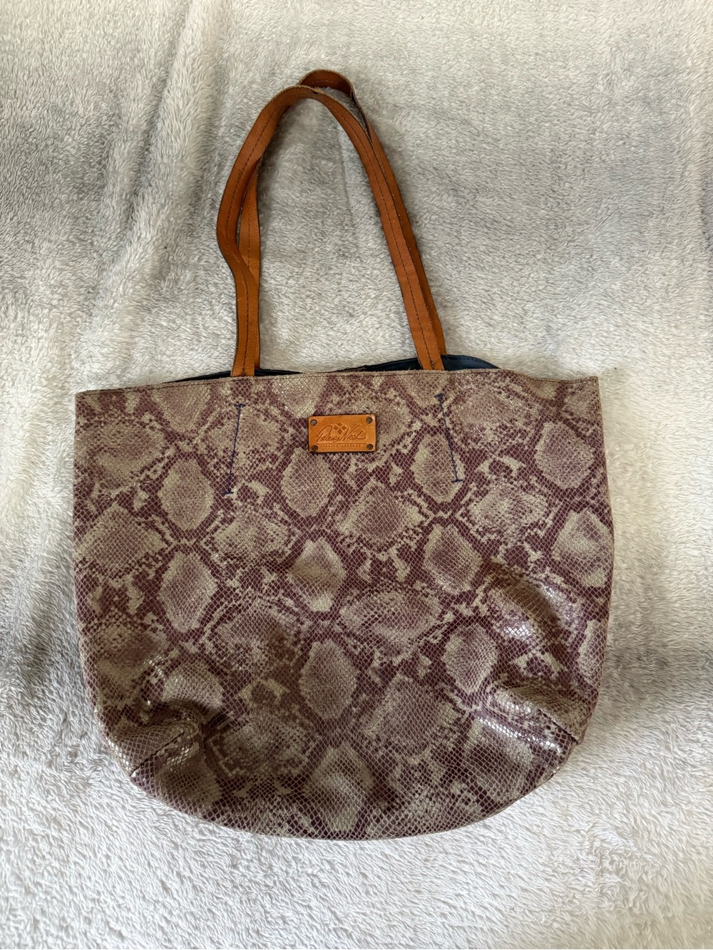Patricia Nash Leather Python Snake Print Tote Bag